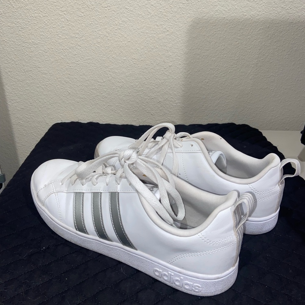 Adidas White Sneakers with Silver Stripes - Picture 2 of 2